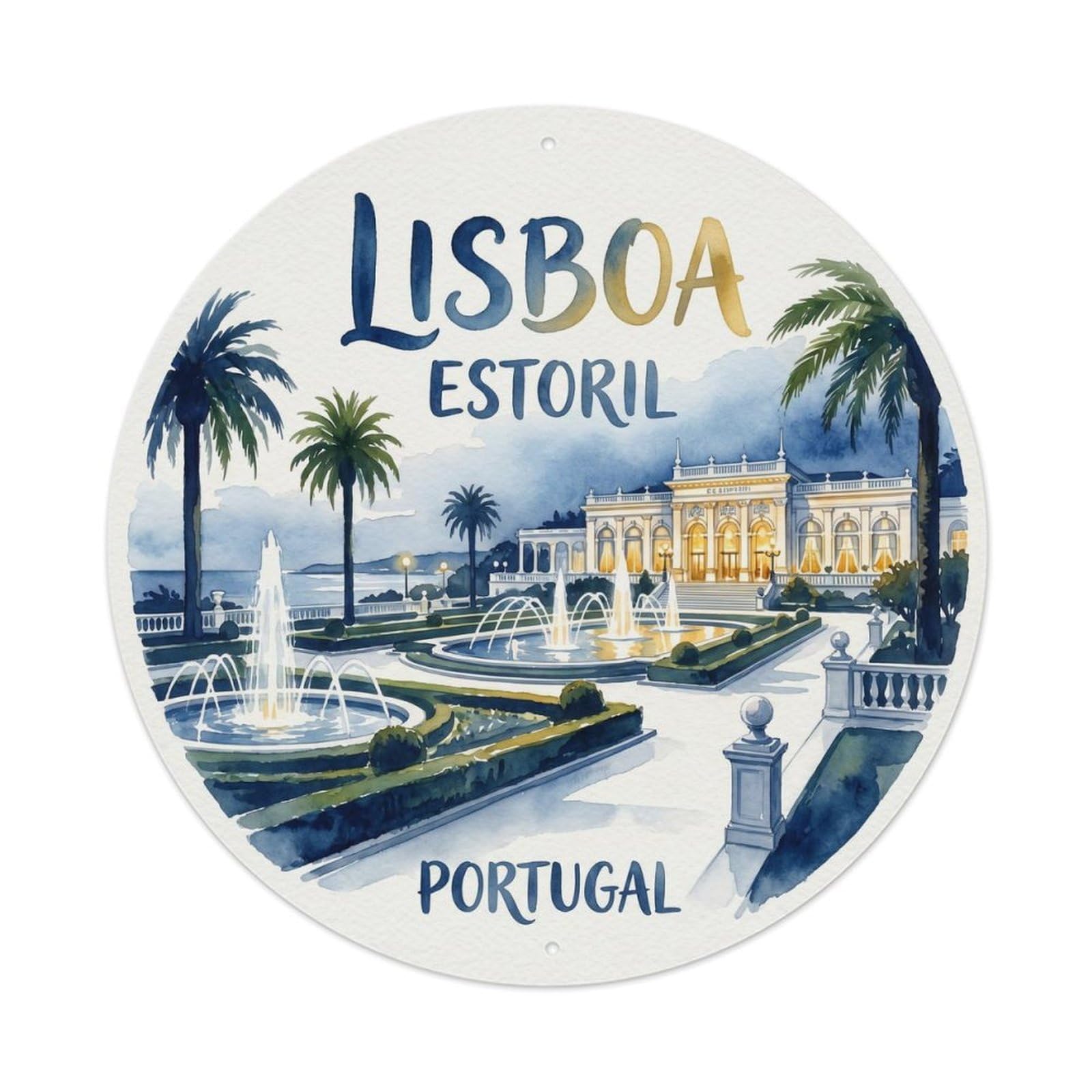Olhnbad Style Portugal Lisboa Estoril Resort Portuguese Heritage Metal Tin Sign