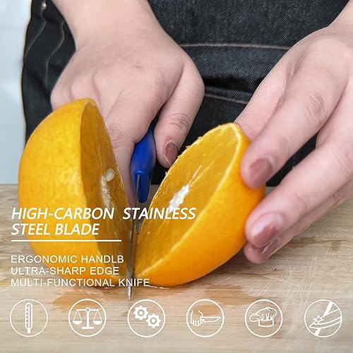 Miniatura 2 de Cuchillos de pelar clásicos con borde recto, juego de 6 cuchillos de pelar de color de punta de lanza para frutas y verduras, cuchillos de cocina