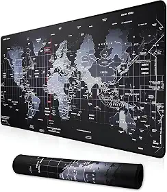Mousepad Gamer Mapa Mundi XL, 70x35cm, Base Antiderrapante, Borda Costurada, Superfície Speed