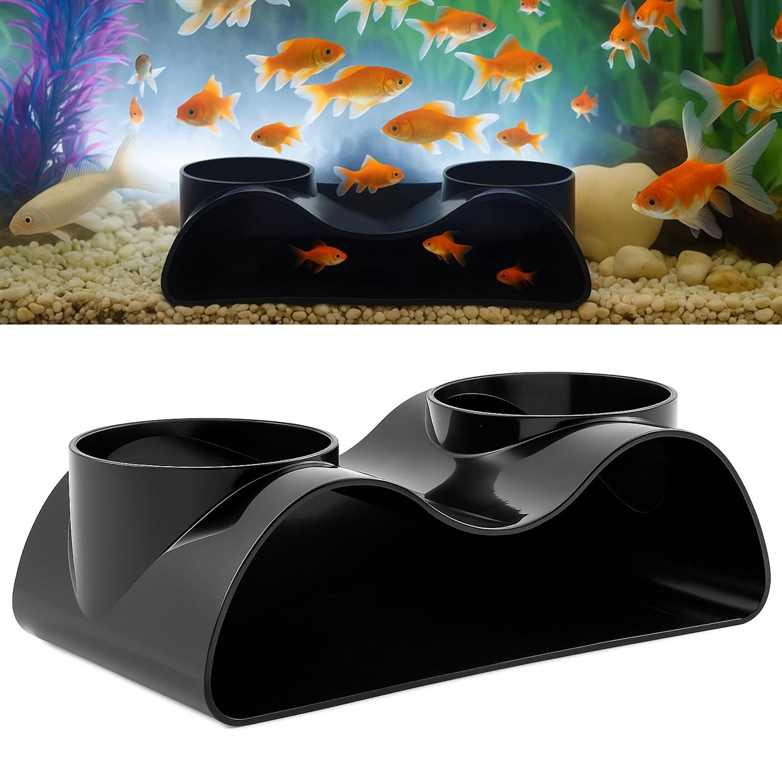 Techchii Black Fish Tank Cave Aquarium Decoration Caves And Hides With Two Entrances For Community Fish Tanks Small Aquatic Pets And Reptile Habitats