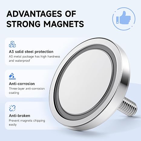 INMOZATA Neodymium Round Magnet with M6 Male Threaded Stud Strong Magnetic Mount 150lb Magnetic Base for Lighting, Camera and Other Brackets(4 Pieces 150lb Magnet)
