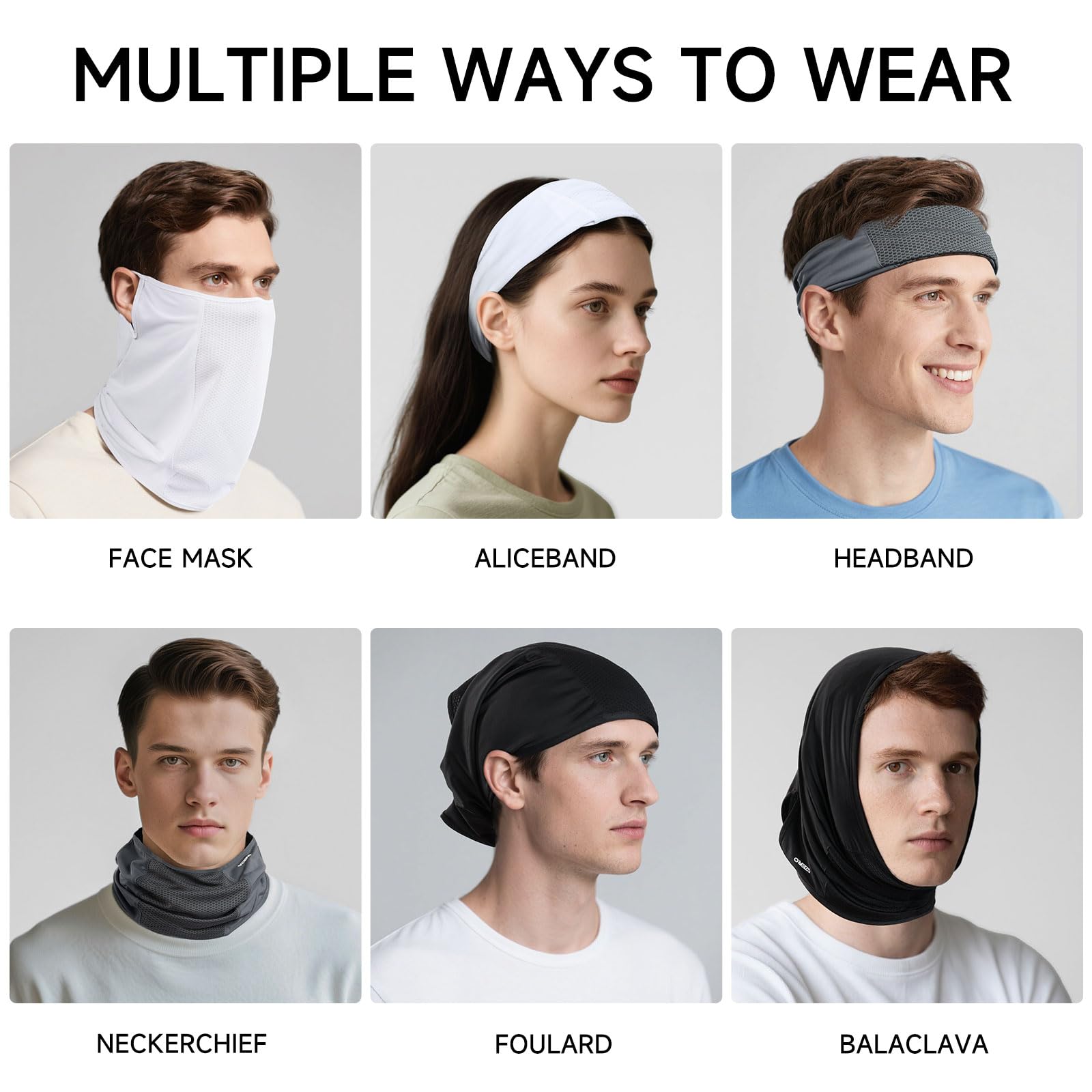 OZERO Máscara facial para el cuello: bufanda de protección solar, transpirable, refrescante, para actividades al aire libre de verano, senderismo, ciclismo