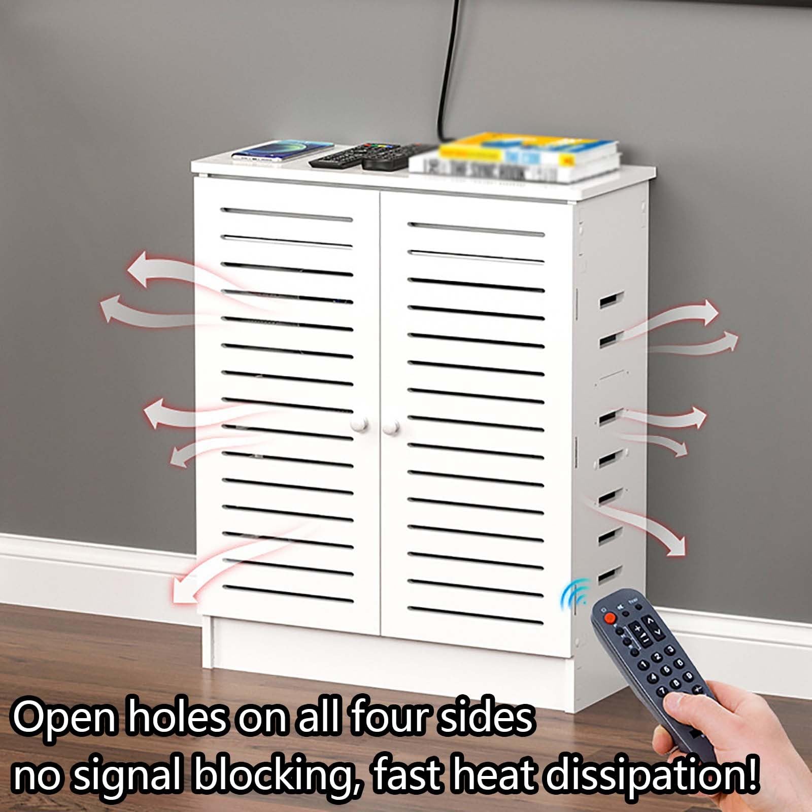 Armoire de rangement pour routeur, modem à poser au sol avec gestion des câbles de multiprise, idéale pour la chambre à coucher et le salon
