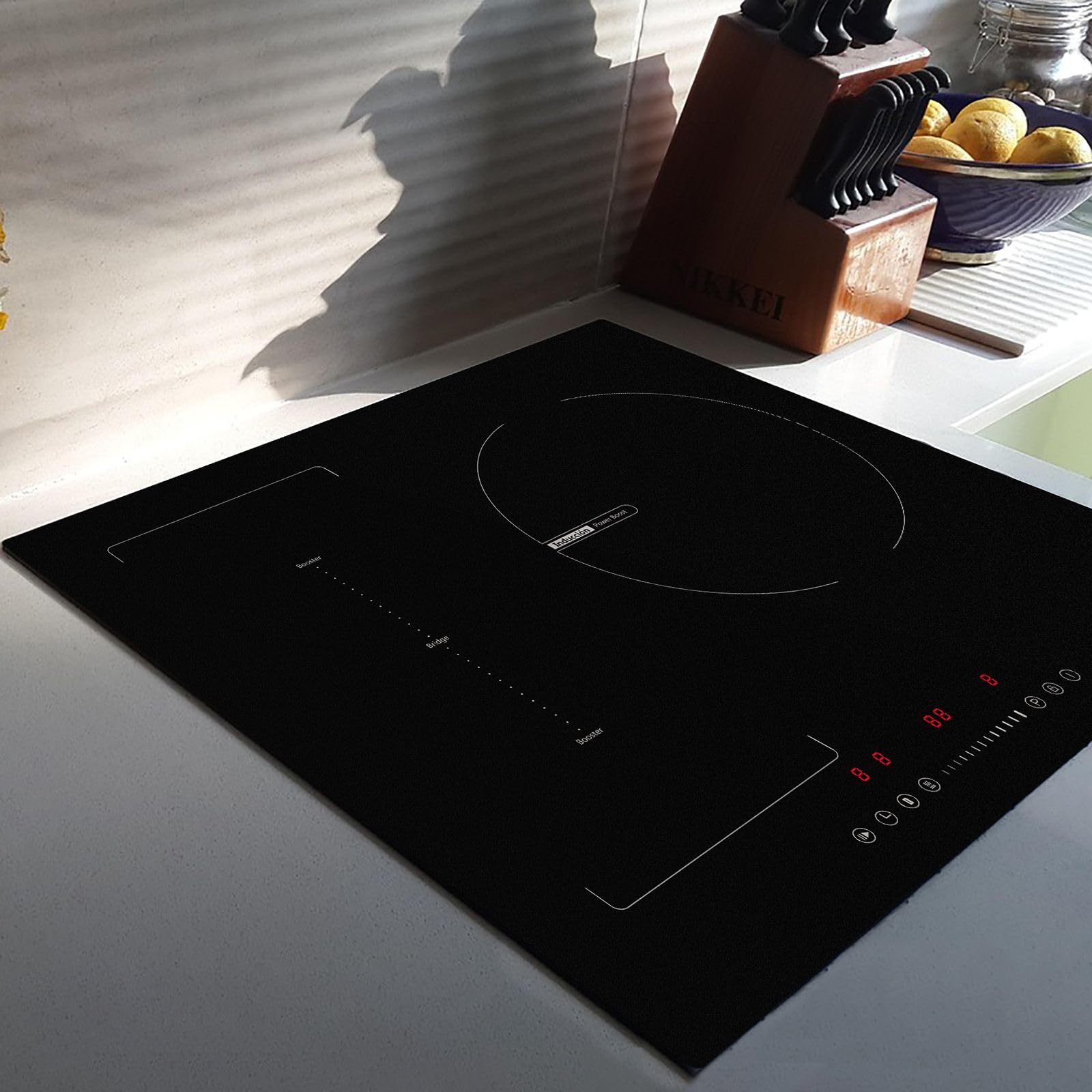 Corberó - Placa de Inducción | CCIG373FLEX | 60cm | 3 Zonas con Zona Flex | 7300W | Control Táctil Slider | 9 Niveles | 3 Booster | Temporizador | Desconexión automática | Cristal Ilva