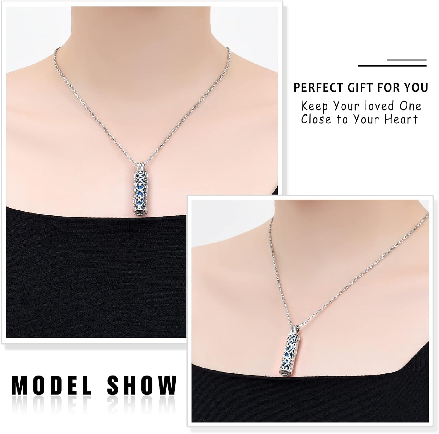 shajwo Cylinder Urn Necklace for Ashes for Women Men Cremation Jewelry Keepsake Memorial Human Pet Ashes Pendant - Image 4