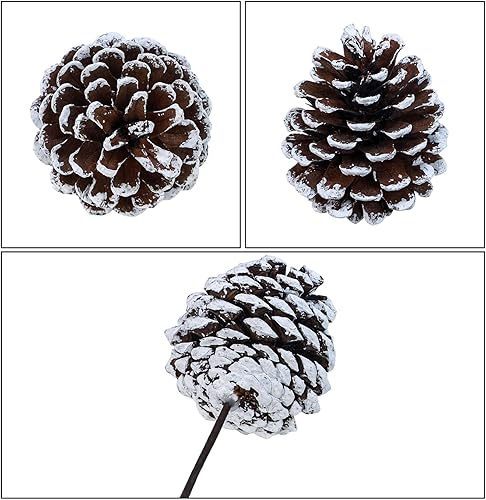 Miniatura 2 de Winlyn 20 púas de cono de pino dorado, adornos de Navidad, piñas florales, tallos decorativos de piña natural con alambre de 6.9 pulgadas de alto