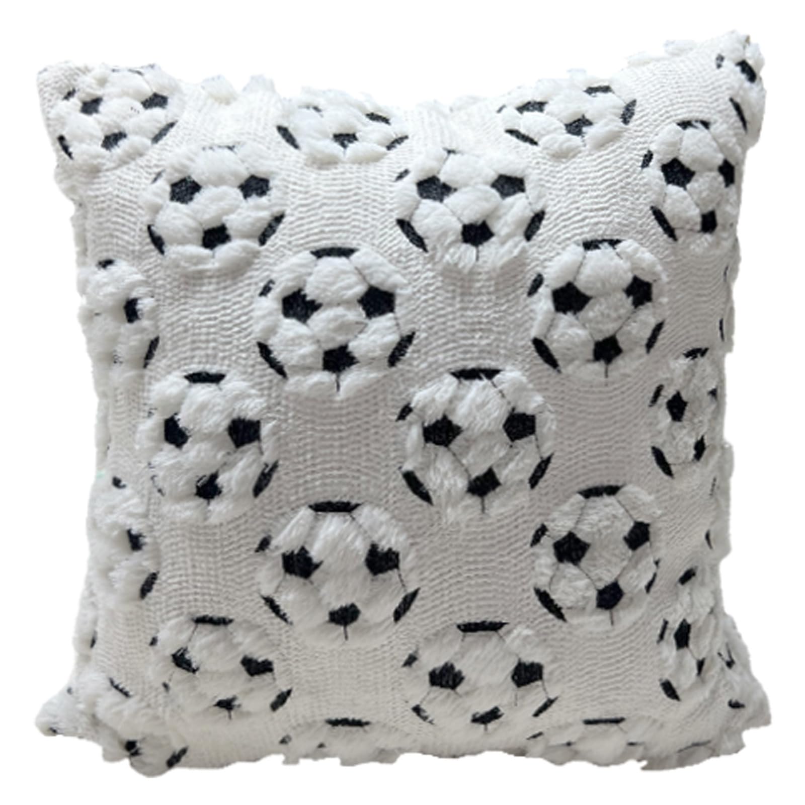 Zxfdsfdbnm Washable Soccer Ball Pattern Quilted Throw Pillow Cover with PVC Flocking Texture and Sturdy Edges Machine Washable Couch Pillow Cover