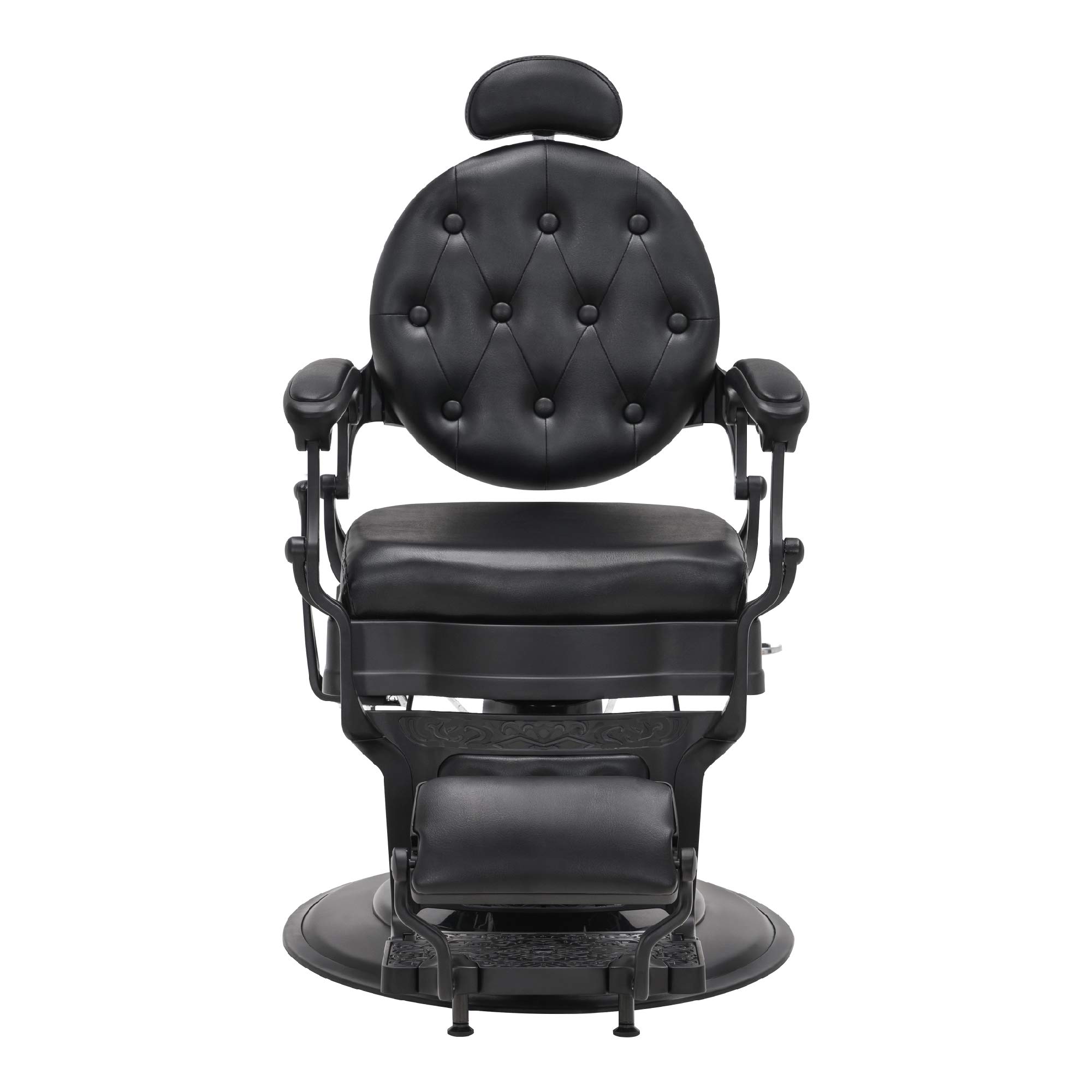 Barberpub Friseurstuhl hydraulisch 360° drehbar Kunstleder Retro Vintage 113x68x109 cm Mattschwarz