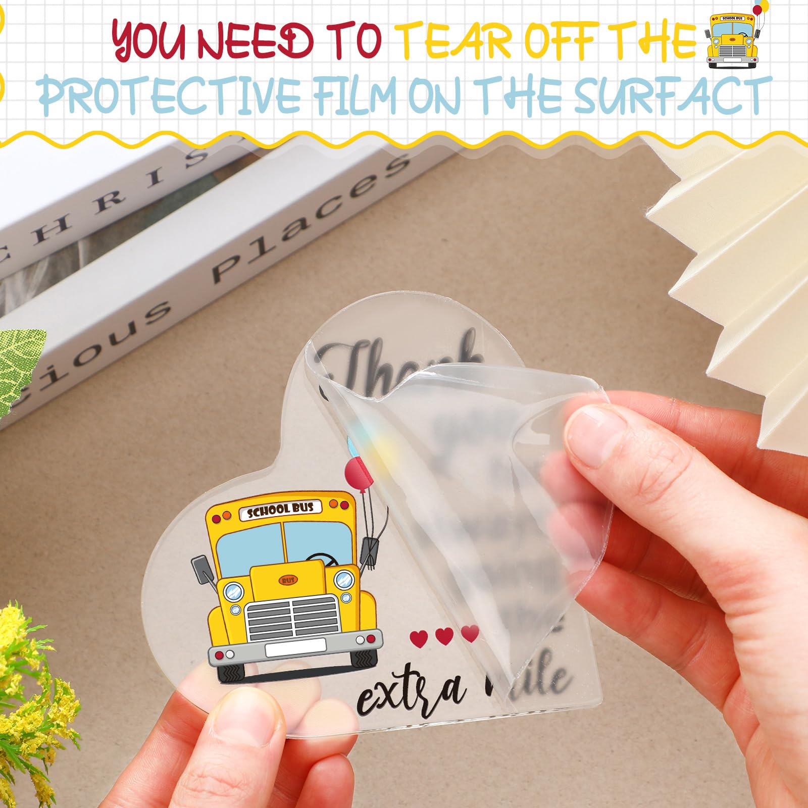FoldTier 5 Pcs End of Year School Bus Driver Appreciation Gifts for Women Men 12oz Tumbler with Lid and Socks Stainless Steel Keychain Heart Acrylic Sign Box for Bus Driver Valentine Gifts