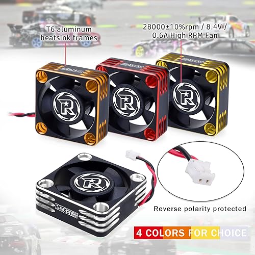 Miniatura 5 de Surpass Hobby - Ventilador de refrigeración de motor, 28000 RPM ESC Alluminum Motor disipador de calor ajustado Turbo ESC A3 para automóvil RC 18