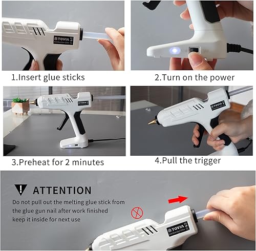 Miniatura 6 de Kit de pistola de pegamento caliente de alta temperatura con interruptor, T TOVIA de tamaño completo de 120 W resistente pistola de pegamento