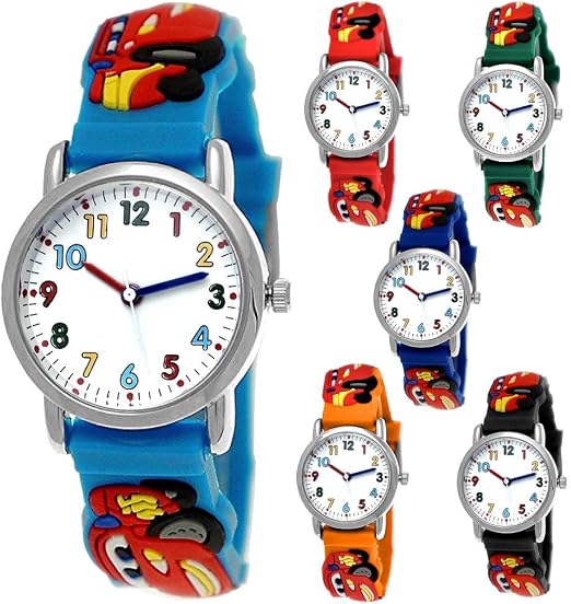 Orologio da polso per bambini, per bambini, per auto, da corsa, in  silicone, per bambini, nero, blu, rosso, arancione, verde, 3D : Amazon.it:  Orologi