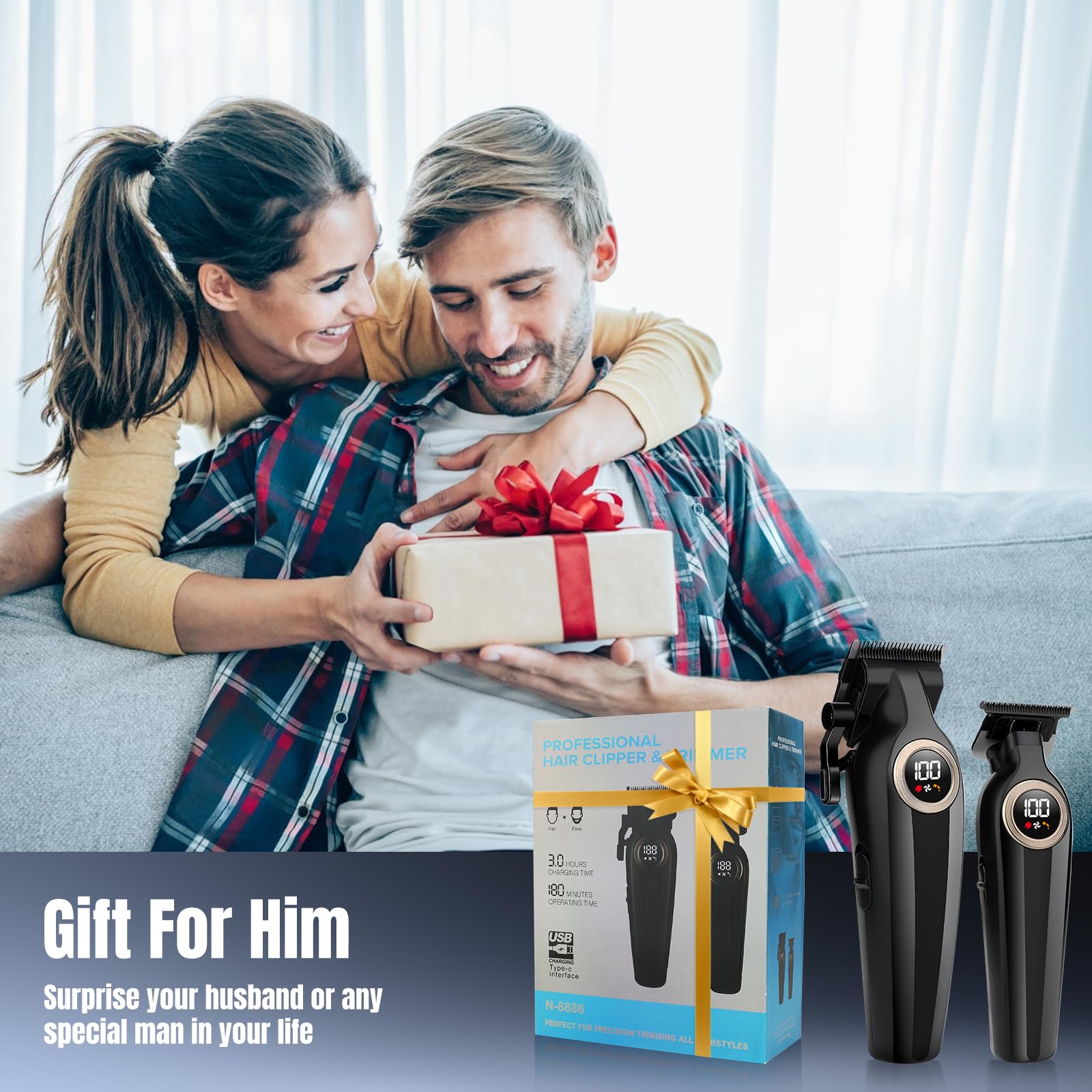 Suttik Professional Hair Clipper Set for Men with Trimmer and Shaver