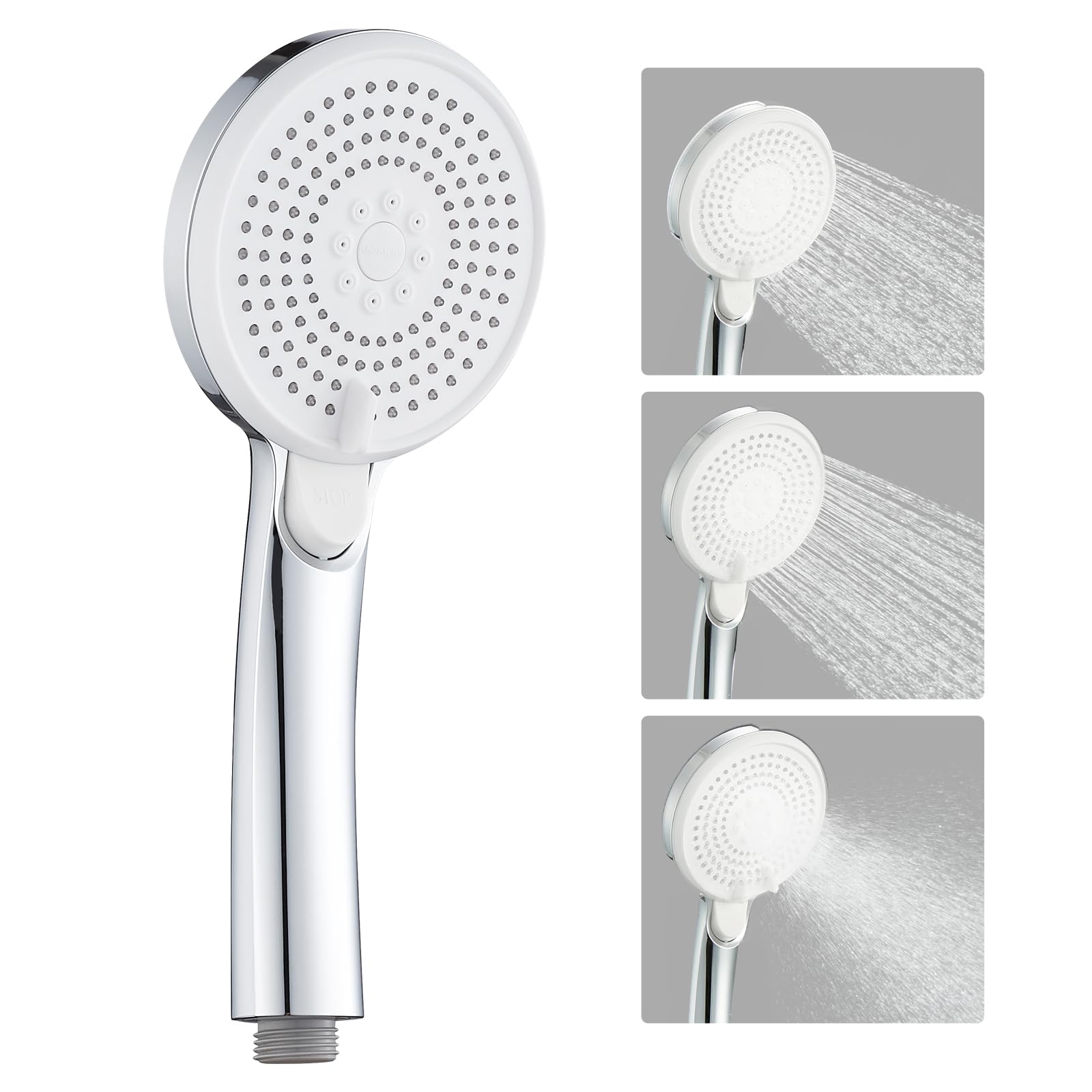 JOMOO Shower Head, High Pressure Handheld Shower Head with ON/Off Switch, Shower Head with Handheld, 3-Modes Shower Head with Stop Button,Chrome Finish
