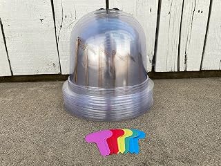 GrowAway Complete Set with 50 Pieces: 10 Garden Cloches, 30 Metal Stakes and 10 Plant Labels for Gardening, Seedling Covers, Plant Protectors, Plastic Garden Cloches, Mini Greenhouses