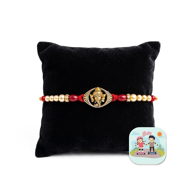 CraftVatika Ganesha Rakhi with Gift Combo Set for Brother Boy Man, Designer Ganesh Religious Rakhi Set of 1 for Brother Bhaiya Bhai, Premium Rakhis for Rakshabandhan, Fridge Magnet Items for Him