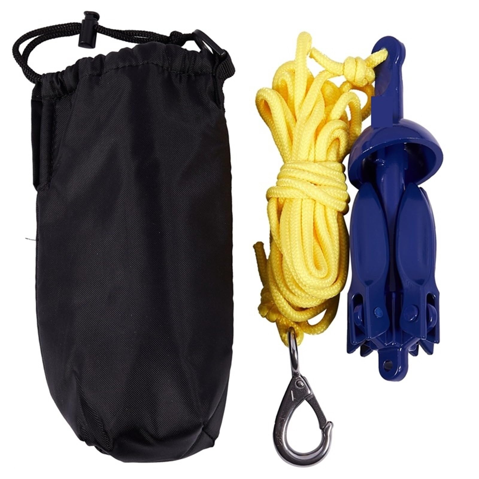 Soywim One Color Mooring Rope, 4-Tine Rowing Boats Folding Anchor Small Boat Marine Rope Kit For Canoe Sailboat Watercraft Fishing Acc