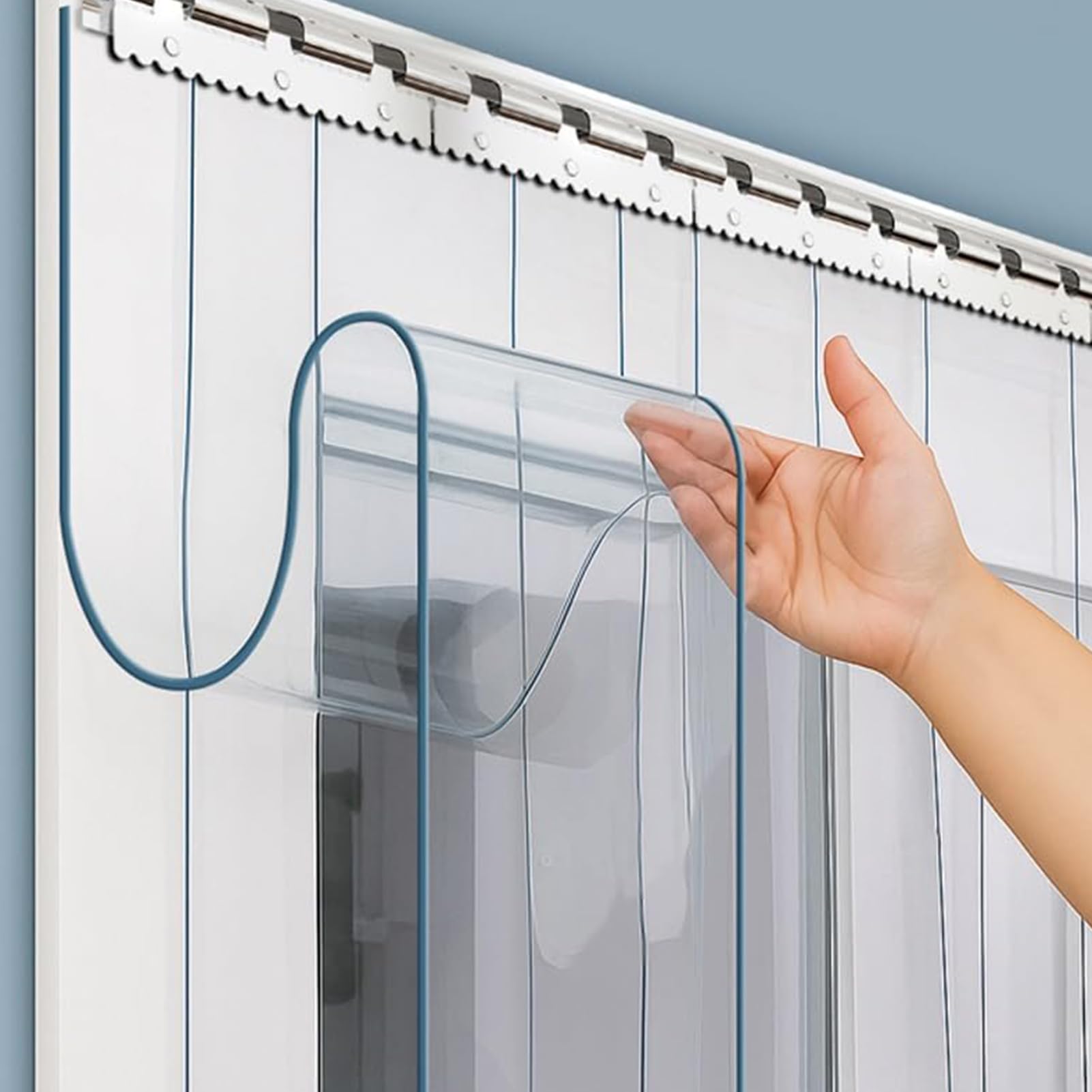 Tira de PVC transparente con rieles galvanizados, resistente a la intemperie, 1,2 mm de grosor, 250 x 150 cm, fácil de instalar para puertas y salas frías, ideal para control de temperatura