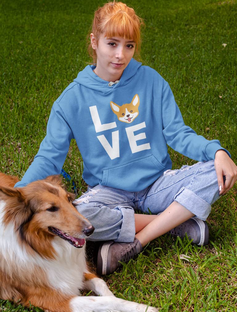 Tstars Love Dog Hoodie Sweatshirts for Women Corgi Dogs Animal Lovers Womens Hoodie X-Large California Blue