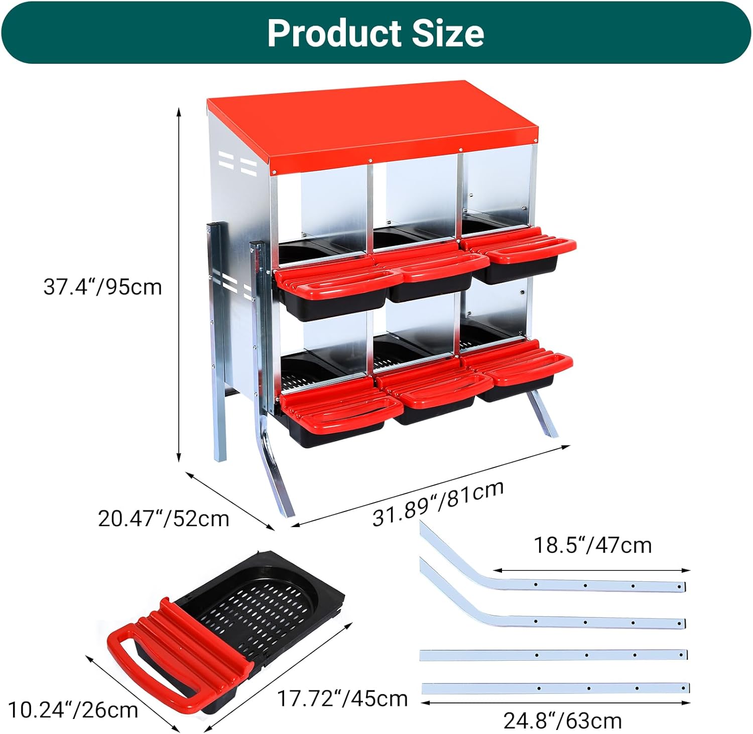 6/8/10 Compartments Chicken Nesting Box for Laying Eggs Collection Protect Coop