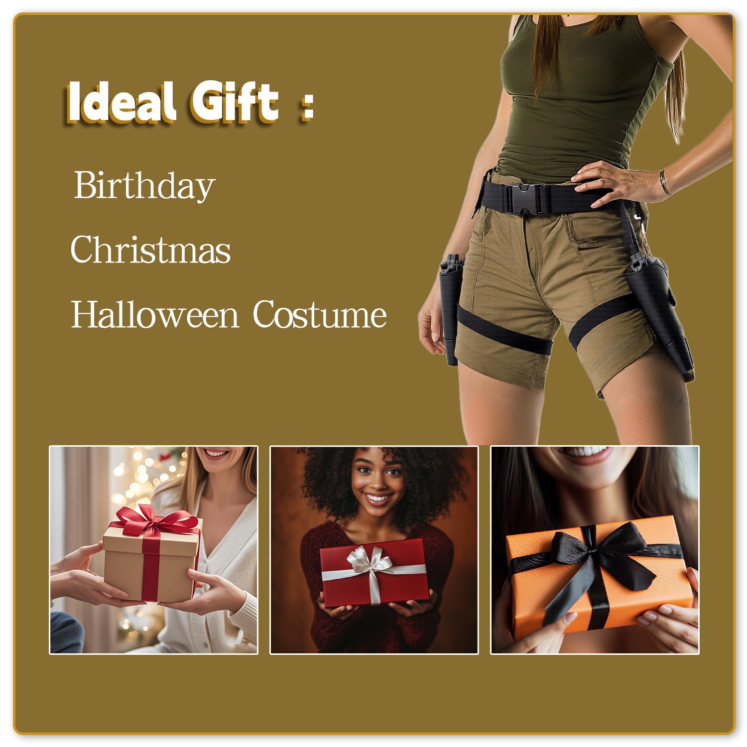 SeptCity Thigh Holster for Women, Adjustable Leg Holster and Belt for Pistols Swat Cop Cowboy Costume Set Cosplay Accessories for Halloween Theme Parties