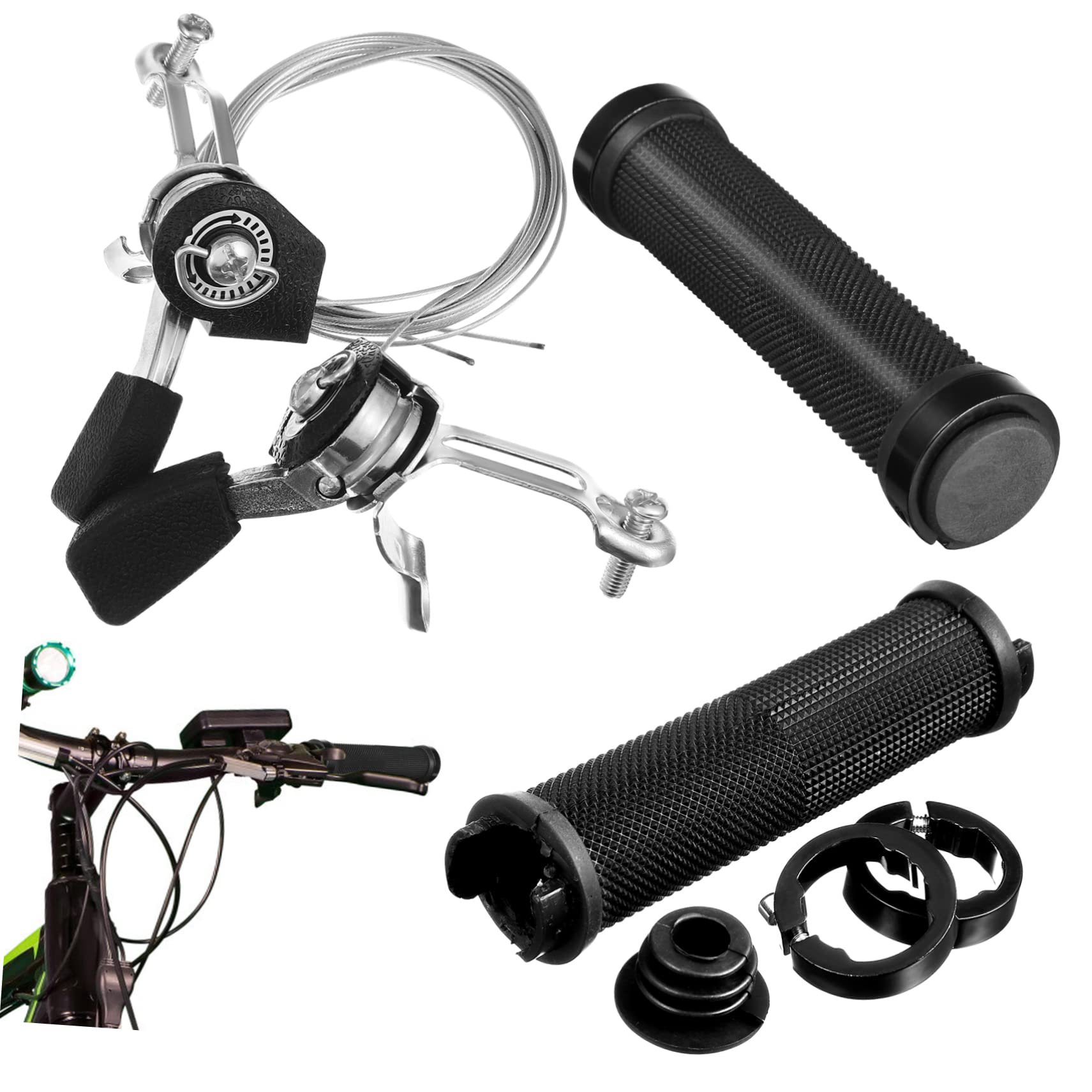 Happyyami 1 Set Transmission Controller Accessories Shifter Fixie Derailleur Gear Grip Variable Speed Grip Handlebar Grips Bicycle Parts Handle Grips Bike Shifting Cable Aluminum
