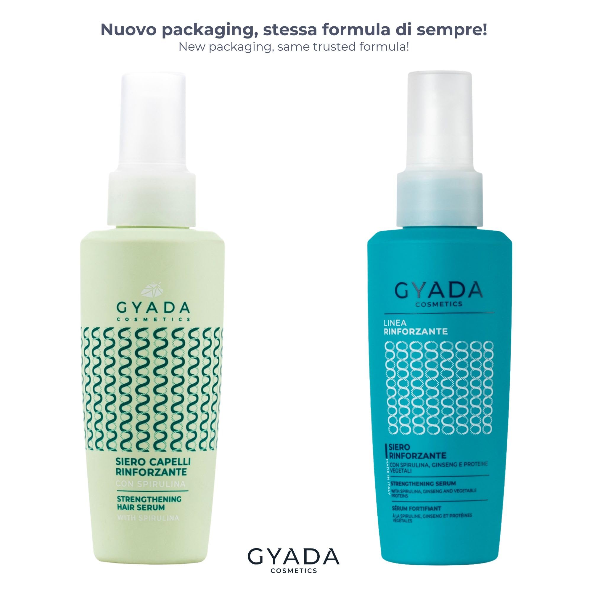 Gyada Cosmetics, Siero Rinforzante Con Spirulina, Leave-In Per Capelli Sottili, Azione Idratante E Lucidante, Contrasta Le Doppie Punte, Senza Risciacquo, Con Proteine Vegetali E Ginseng, 125 Ml