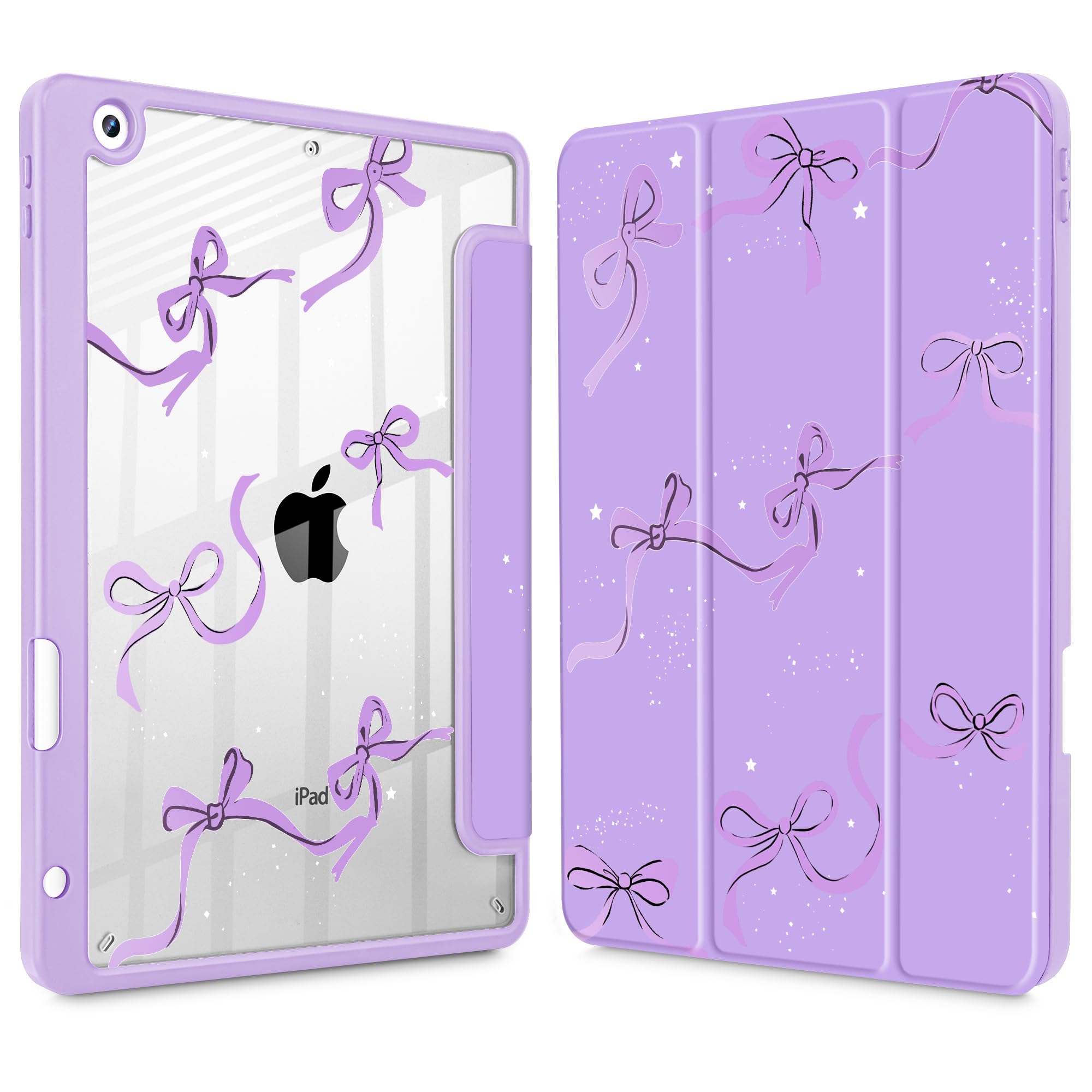 May Chen for iPad 9th Generation with Pencil Holder, iPad 8th/7th Gen Case 10.2-inch, [Penceil Holder] Trifold Stand Auto Wake/Sleep Clear TPU