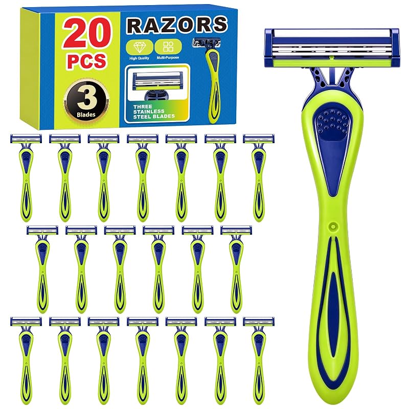 Aparelhos de barbear descartáveis CXYARY com 3 lâminas, Pacote com 20