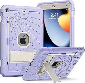 SIBEITU Case Compatible with iPad 9th Generation for Kids, with Pencil Holder Stand, Heavy Duty Rugged Case for iPad 10.2 inch