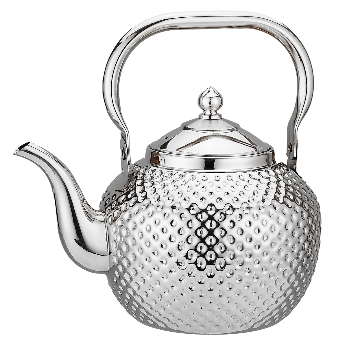 Sanqiahome Teiera In Acciaio Inox Con Filtro, 2,0 Litri, Adatta A Piano Di Cottura A Induzione,Argento Stile Vintage-image