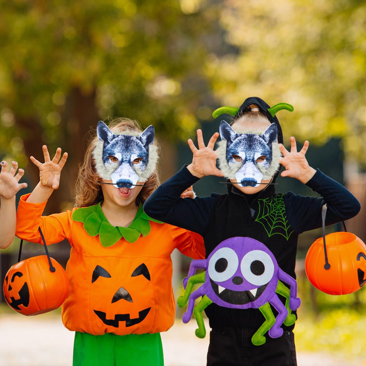 Toyvian 3D Wolf Maske Halloween Wolfsmaske Halbes Gesicht Wolfskopfmaske Realistische Gruselige 3D Tierkopfmasken für Kinder Erwachsene Karnevalsparty Kostüm Maskerade Silber