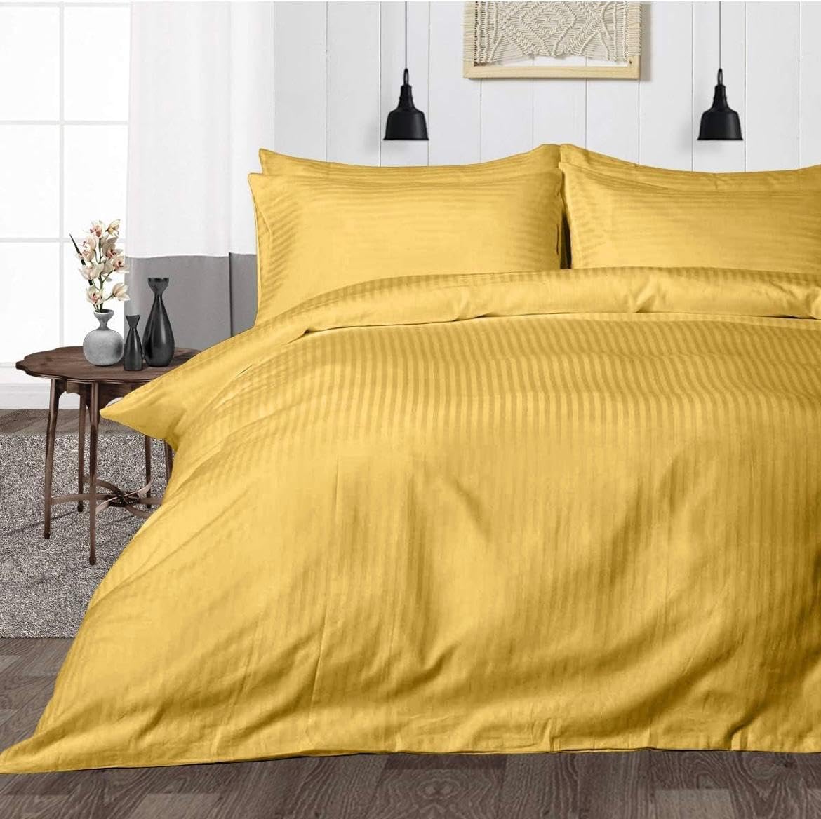 All Season Satin Stripes AC Comforter | Duvet | Blanket | Quilt. (Yellow, Single Bed (60x90Inch)-image-29