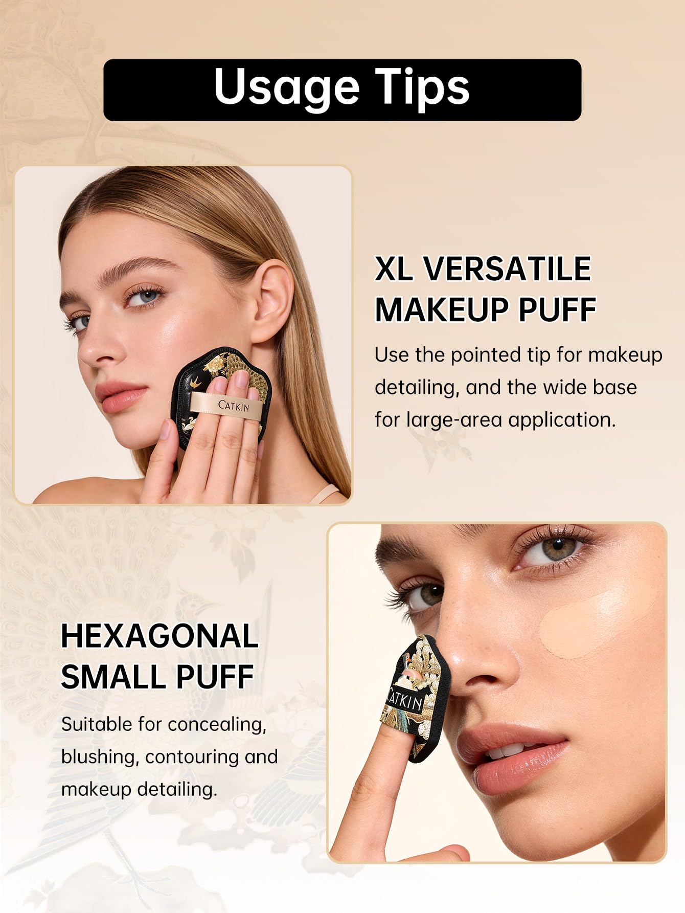 CATKIN 5 Piezas Esponja Maquillaje, Triángulo Polvos Puffs, Polvo Compacto y Cremoso Uso en Seco y Húmedo Aplicación Homogénea y Sin Marcas, Utensilios de Maquillaje Reutilizables — view 3