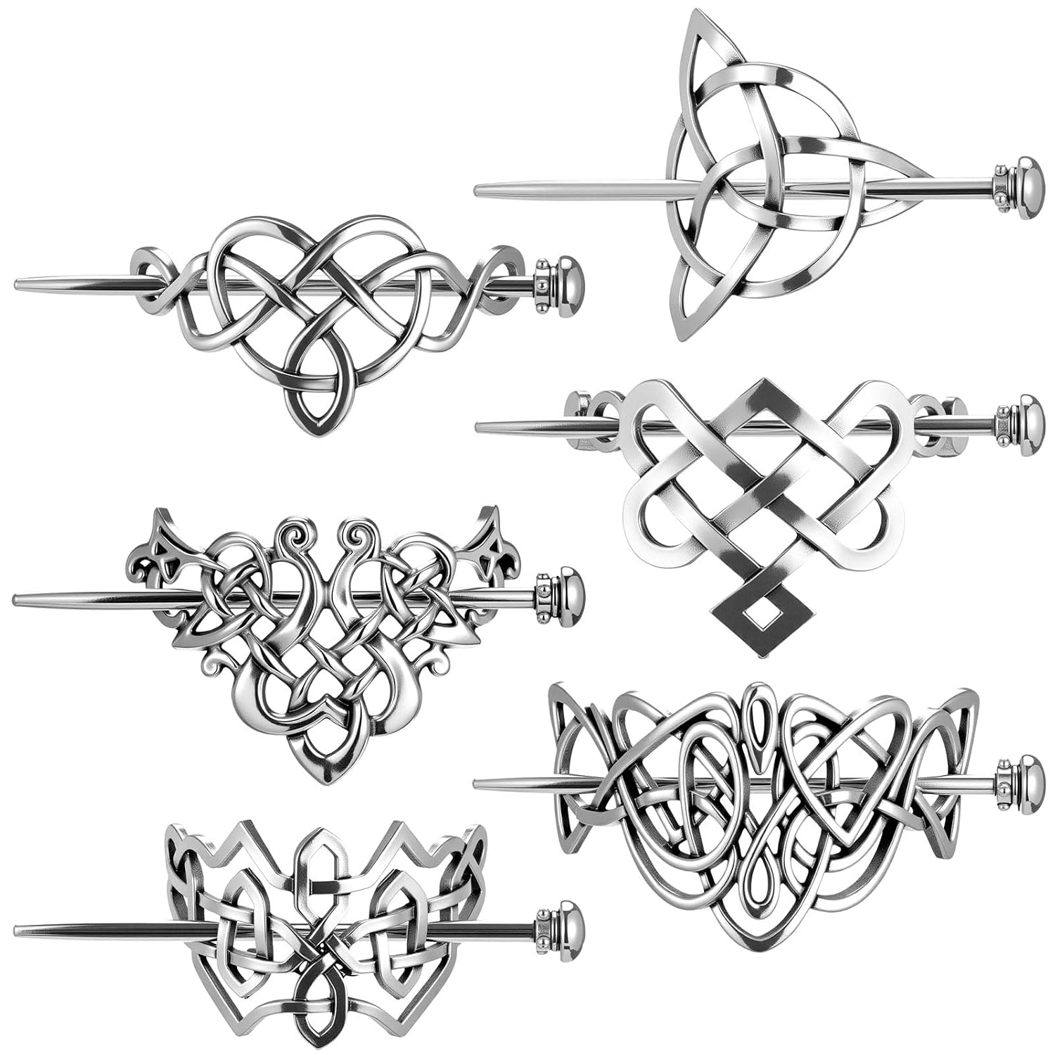 Syhood Viking Hair Slide Accessories - Vintage Silver Clips