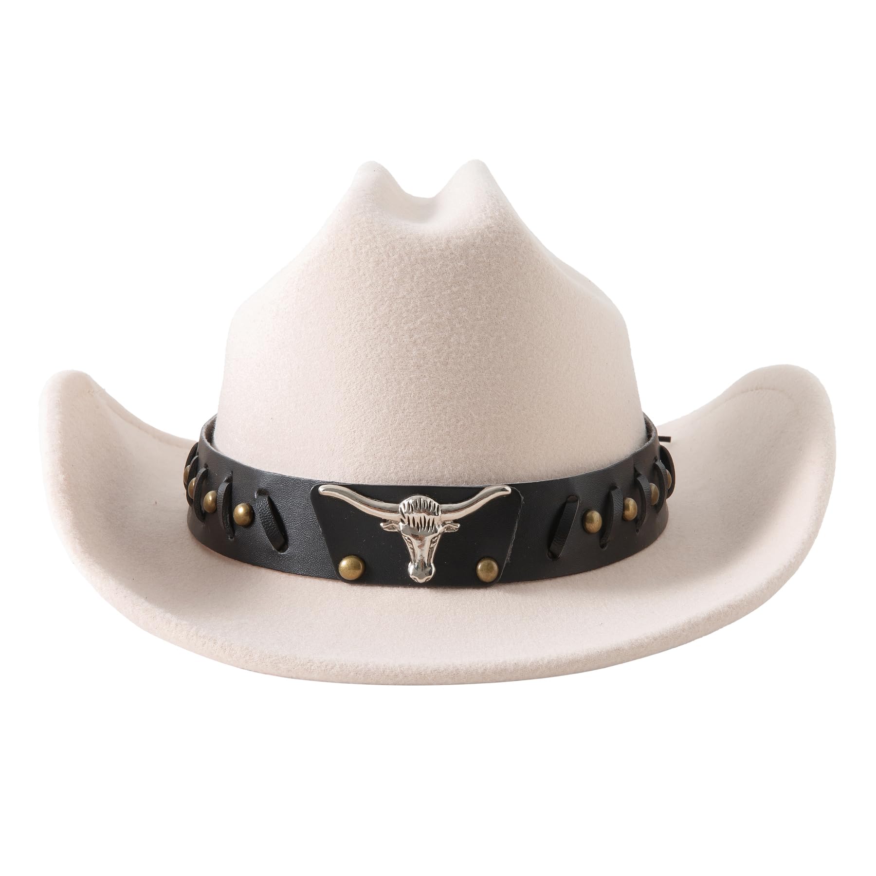 Lanzom Cappello da cowboy per donne e uomini con cappello western in feltro a tesa larga modellabile per cowboy e cowgirl