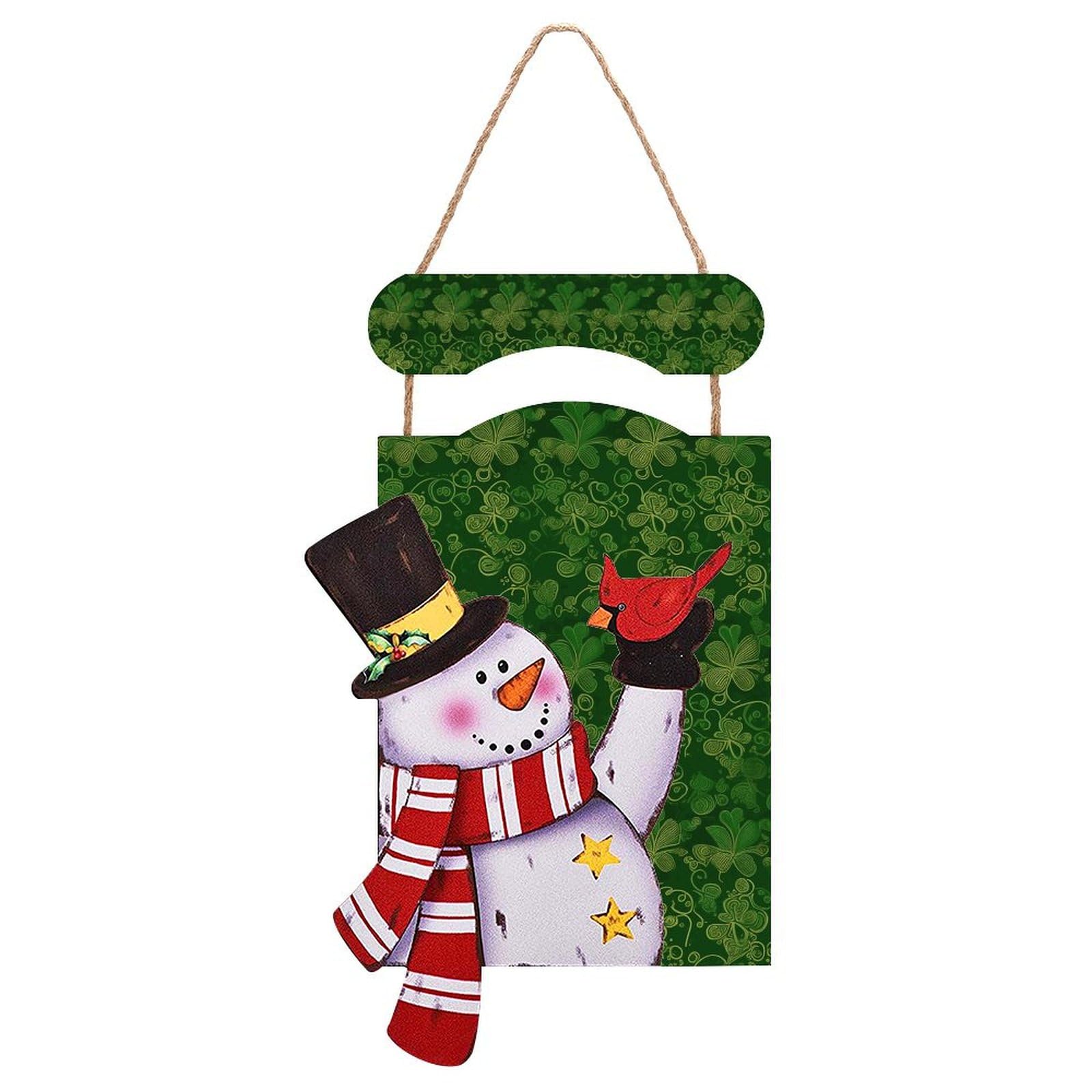 Bonhomme de neige de Noël à suspendre | Peinture décorative imprimée à paillettes en bois