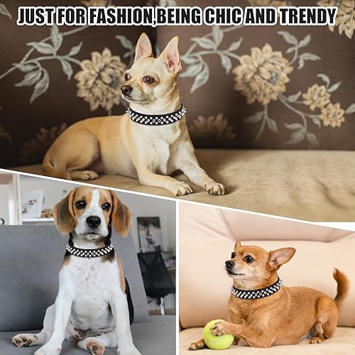 Miniatura 4 de FUNOJOY Collar de púas para perros con correa, remache de hongo ajustable de piel sintética para mascotas pequeñas, medianas y grandes