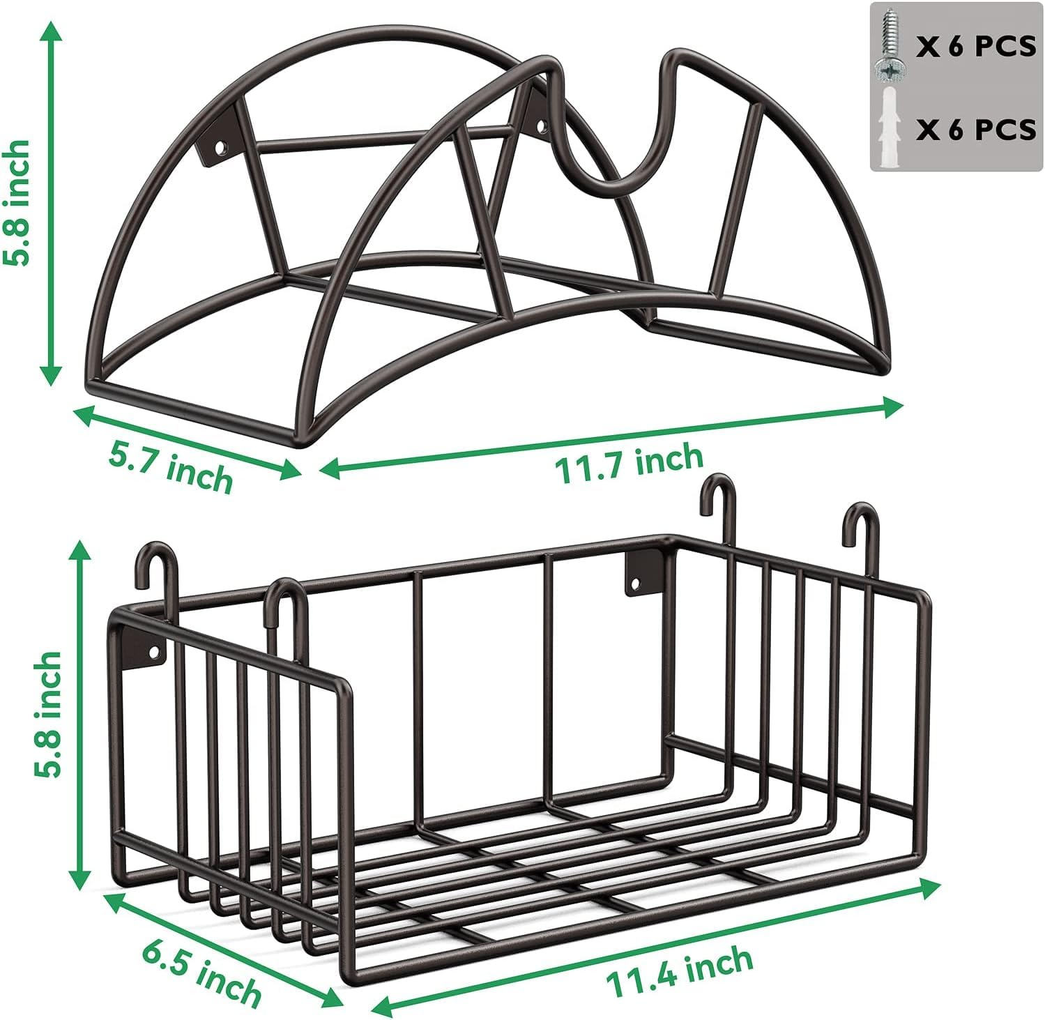 Gartenschlauchhalter, Wasserschlauchhalter, Wandhalterung, robuster Metall-Schlauchaufhänger mit Werkzeug-Aufbewahrungskorb, Outdoor-Schlauchständer für draußen, Garten, Hof, Garage