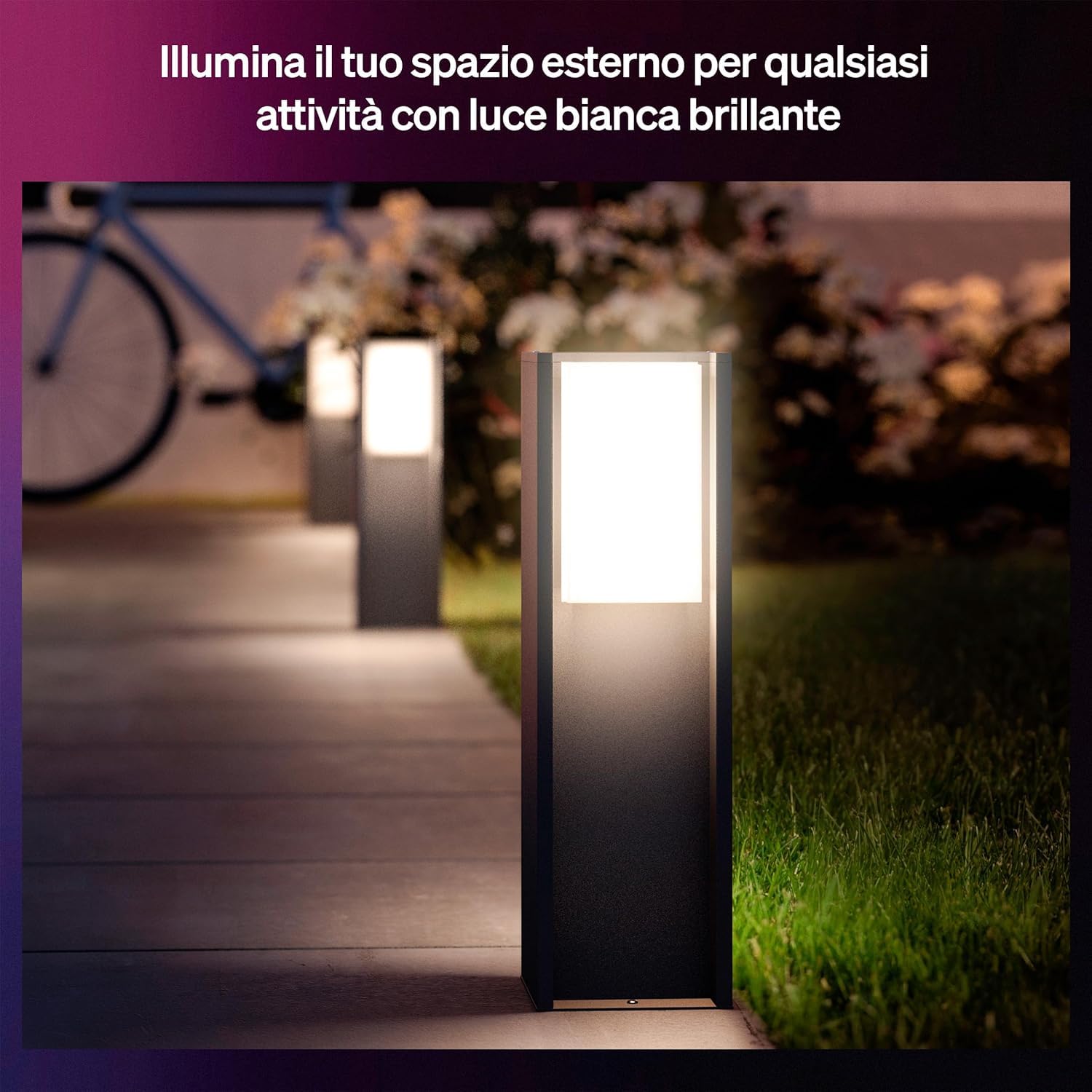 Philips Hue Turaco Palo da Terra per Esterni, Luce Smart Tunabel Bianca e Colori, Luminosità 1.100 lm, Lampadina A60 Inclusa, Regolabile, Resistente a Intemperie IP44, Compatibile con Matter, Zigbee