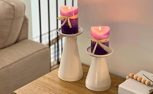Miniatura 9 de Juego de 2 portavelas de cerámica, portavelas para velas de pilar, portavelas para decoración del hogar, celebraciones de festivales, comedor,