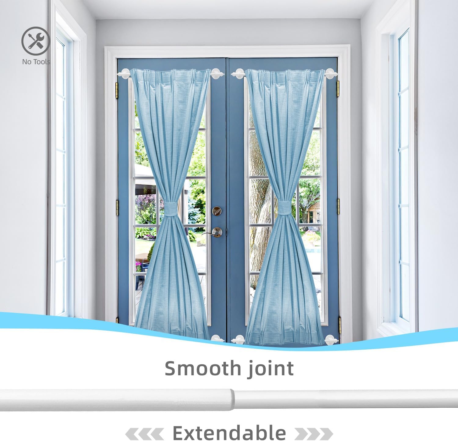 Magnetic Curtain Rods,Multi-Use Adjustable Appliance for Metal Doors,Windows,No Tools Needed，16-28 Inch，White，4 Pack