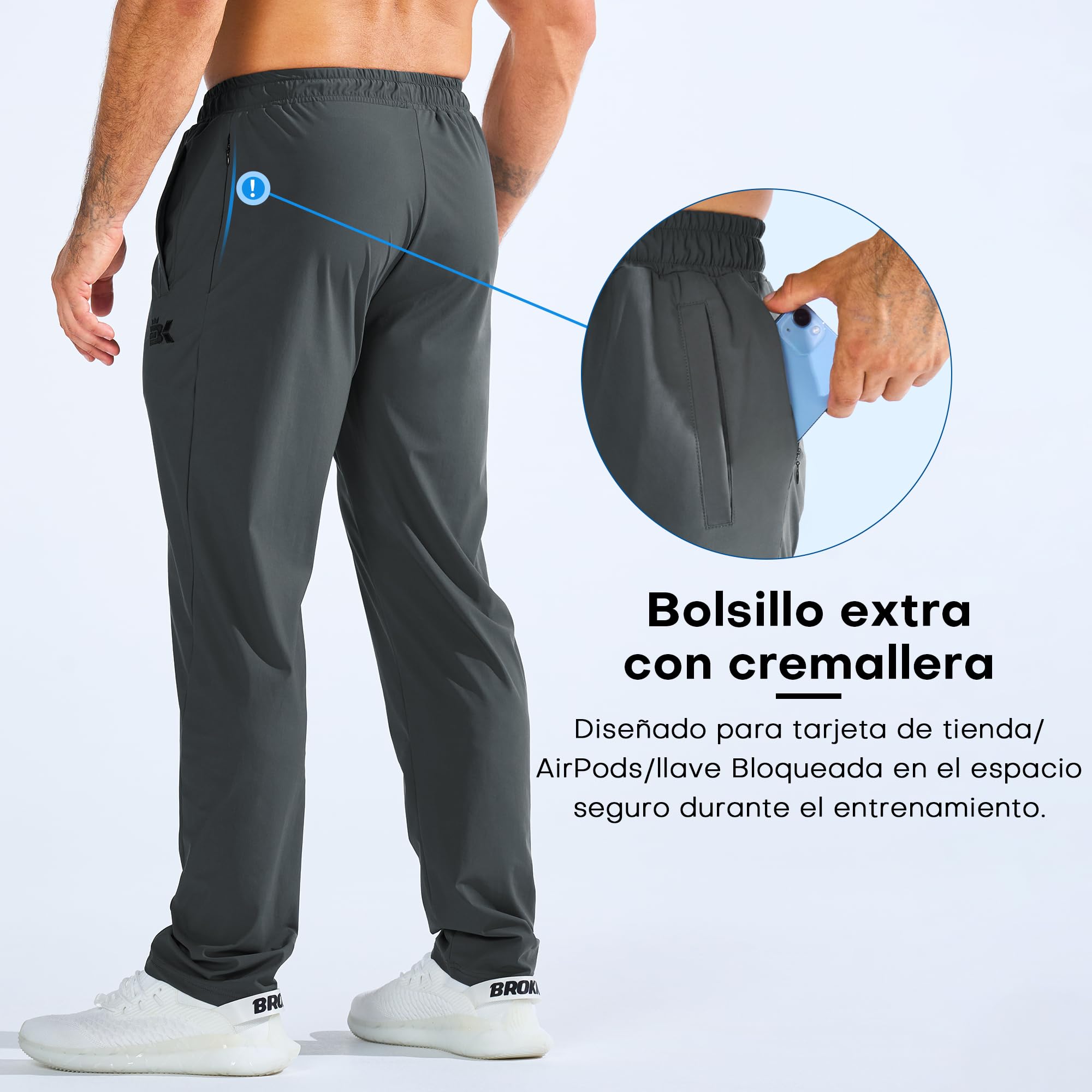 ZENWILL LightArmor Pantalones Deportivos Running Hombre Jogger Cremallera Bolsillo