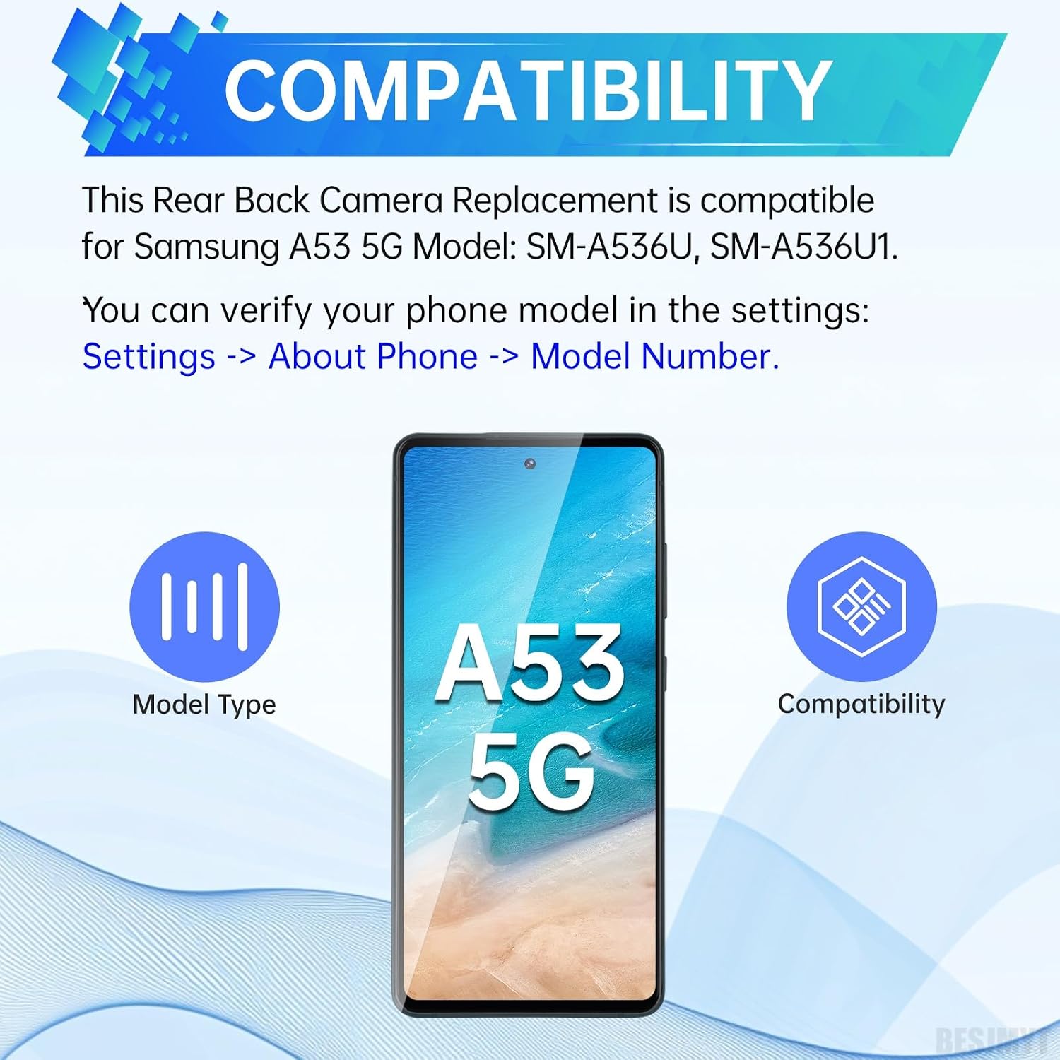 for Samsung Galaxy A53 5G Back Camera Replacement | Rear Main Camera Module Part Repair for galaxy a53 5g SM-A536U SM-A536U1