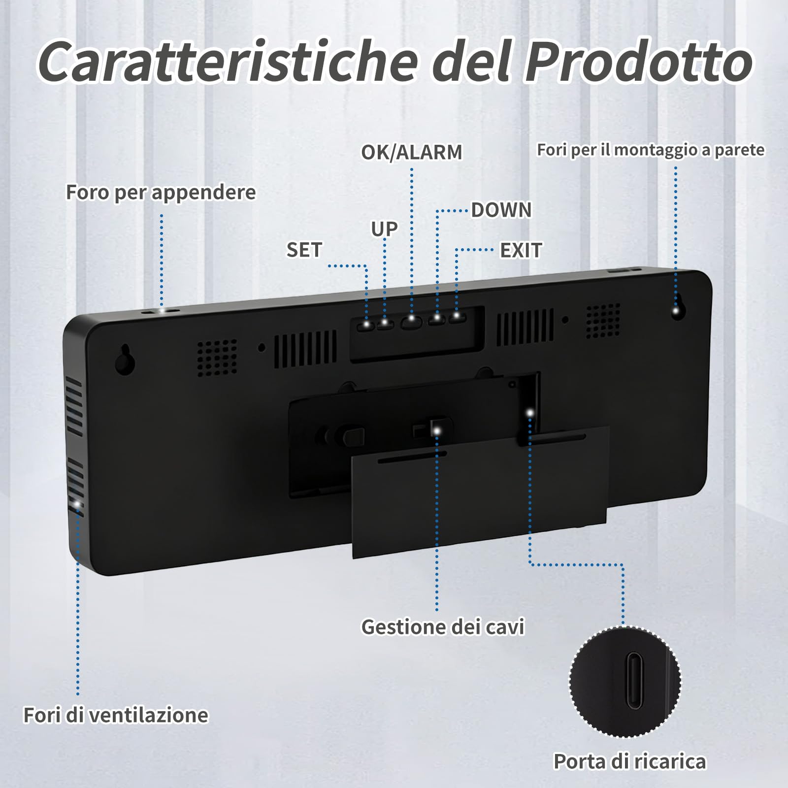 Timer da Palestra, 12/24H Orologio da Parete Digitale con Telecomando, 16'' Gym Clock con Supporto, LED Timer Allenamento a Intervallo con COUNTDOWN/UP Cronometro per Casa Garage((Blu+Rosso)