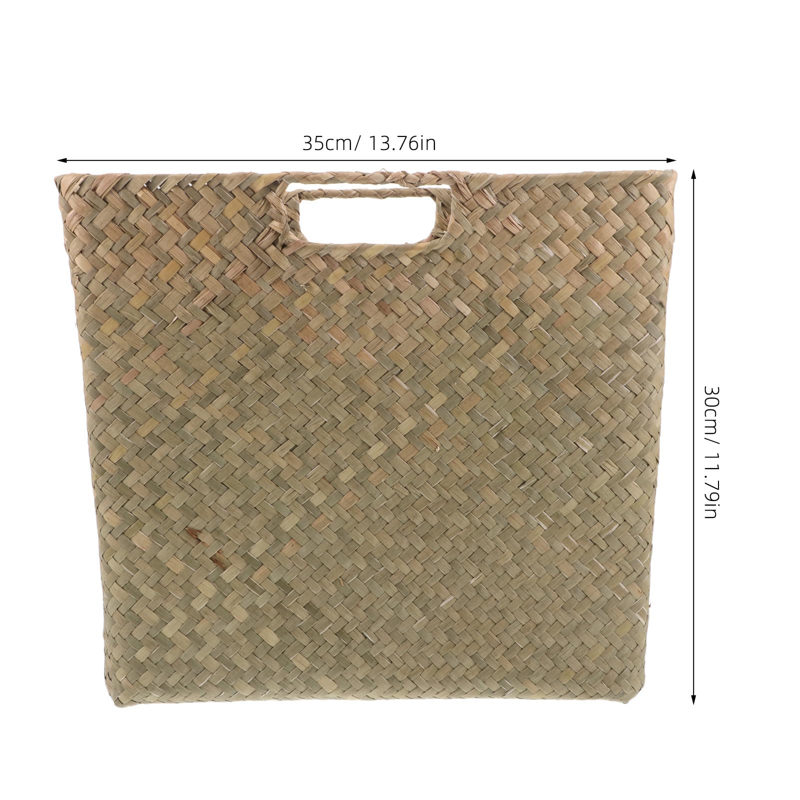 FRCOLOR Cesta de Almacenamiento Tejida a Mano Natural 35x30x18 Cm de Algas Marinas con Asas Dobles Multifuncional para Hogar Oficina y Sala de Estar