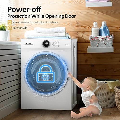 Miniatura 6 de ROVSUN Secadora de ropa portátil de 1.8 pies cúbicos, secadora eléctrica de carga frontal, secadora de ropa compacta con control electrónico de