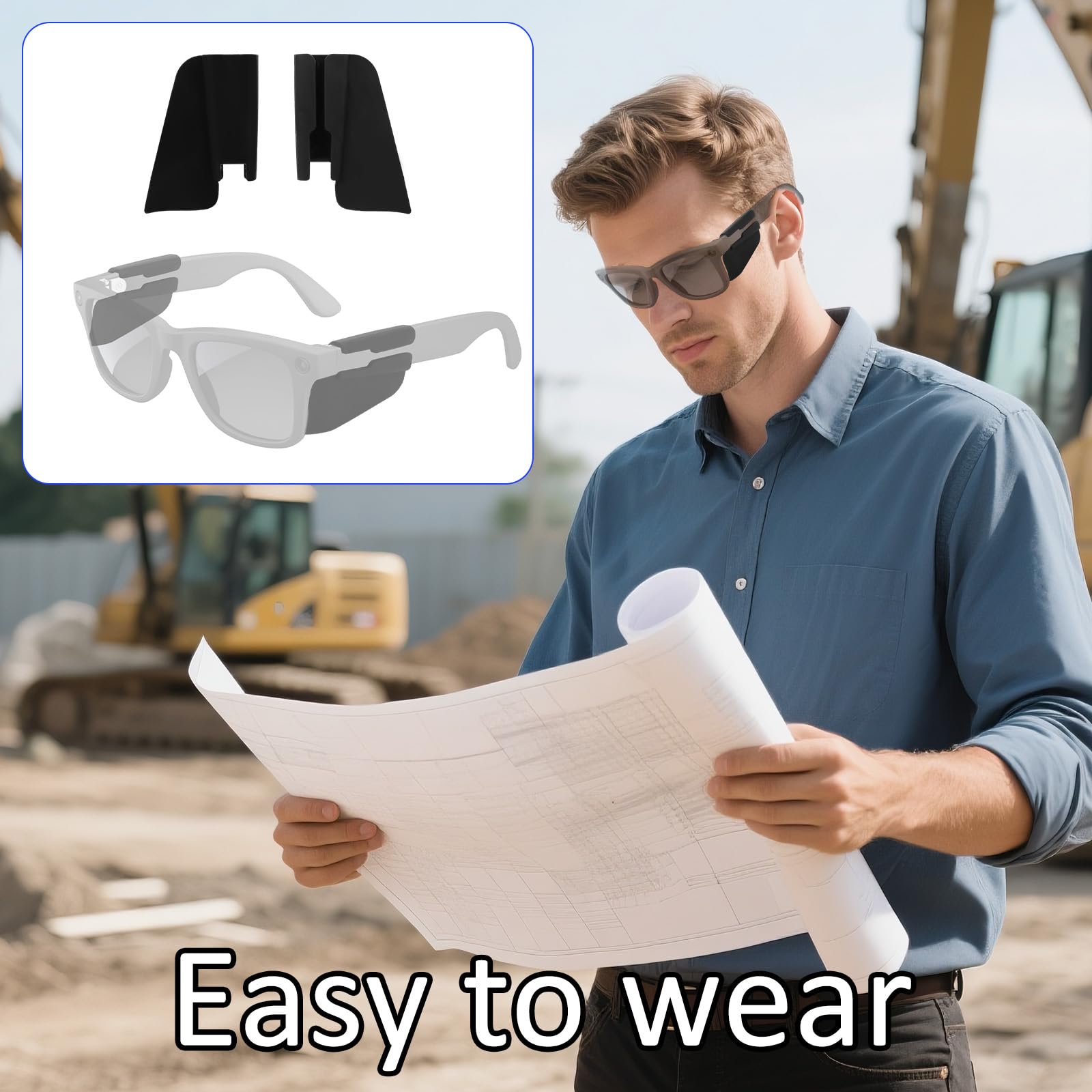 2 Sztuki Inteligentnych Osłon Bocznych do Okularów z 3 Paskami, Silikonowymi Ochraniaczami Bocznymi i Paskami Mocującymi Kompatybilne z Okularami Ray-Ban Meta Wayfarer/Skyler
