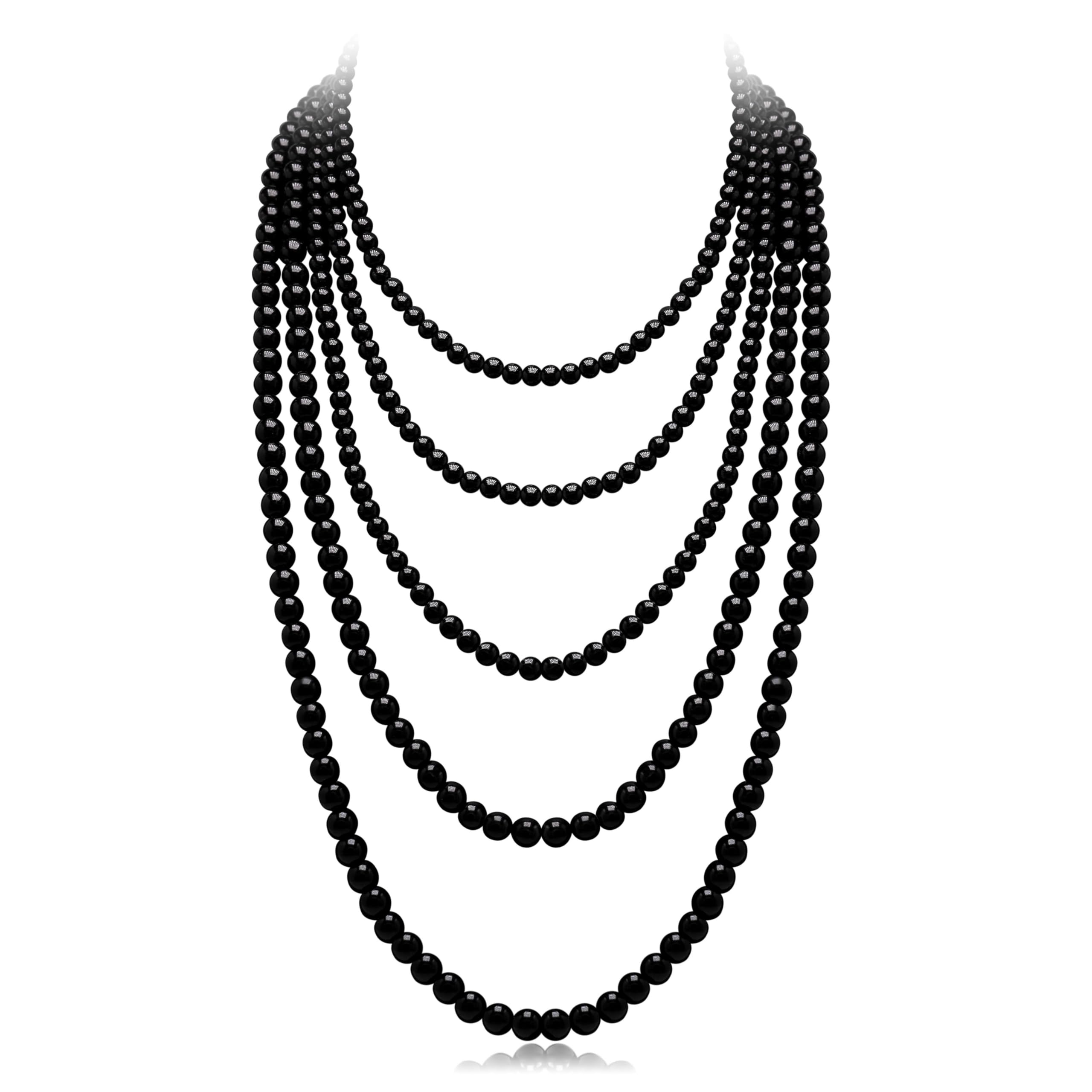 Long Pearl Necklaces for Women Cream White Faux Pearl Strand Layered Necklace Costume Jewelry