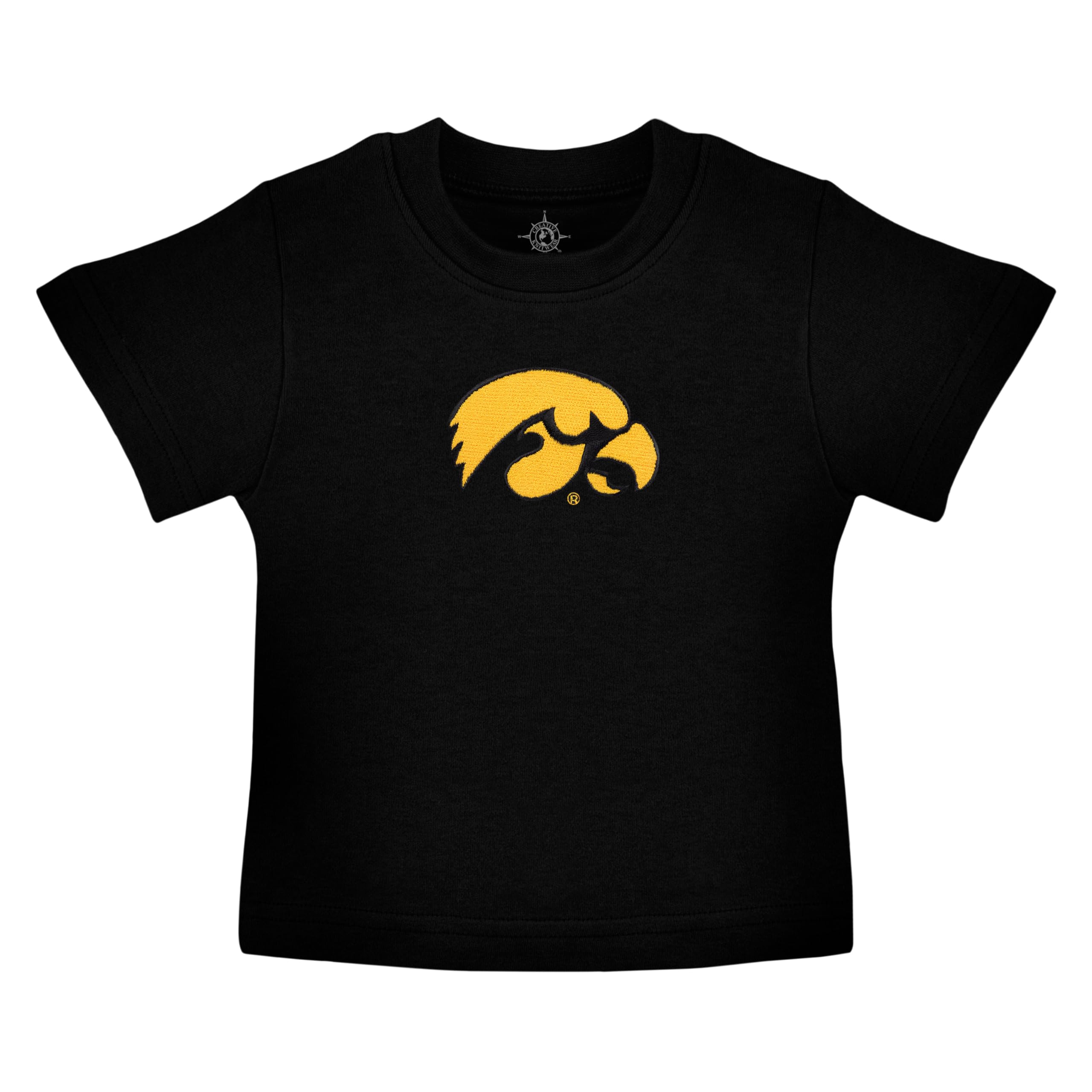 Creative Knitwear Iowa Hawkeyes Infant Unisex Black Solid Short Sleeve Crew Neck T-Shirt Embroidered Logo - Size 24 Months